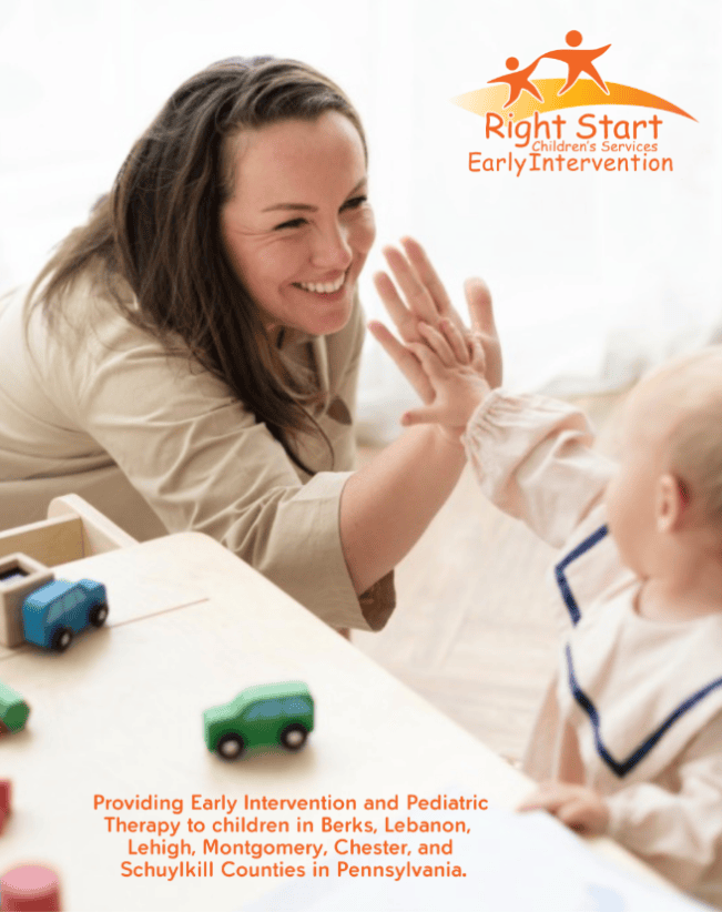 Pediatric therapist and child working toward developmental milestones